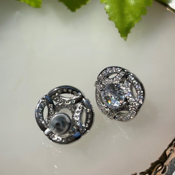 Designer Rhinestone Circle Studs - Picture 7 of 10